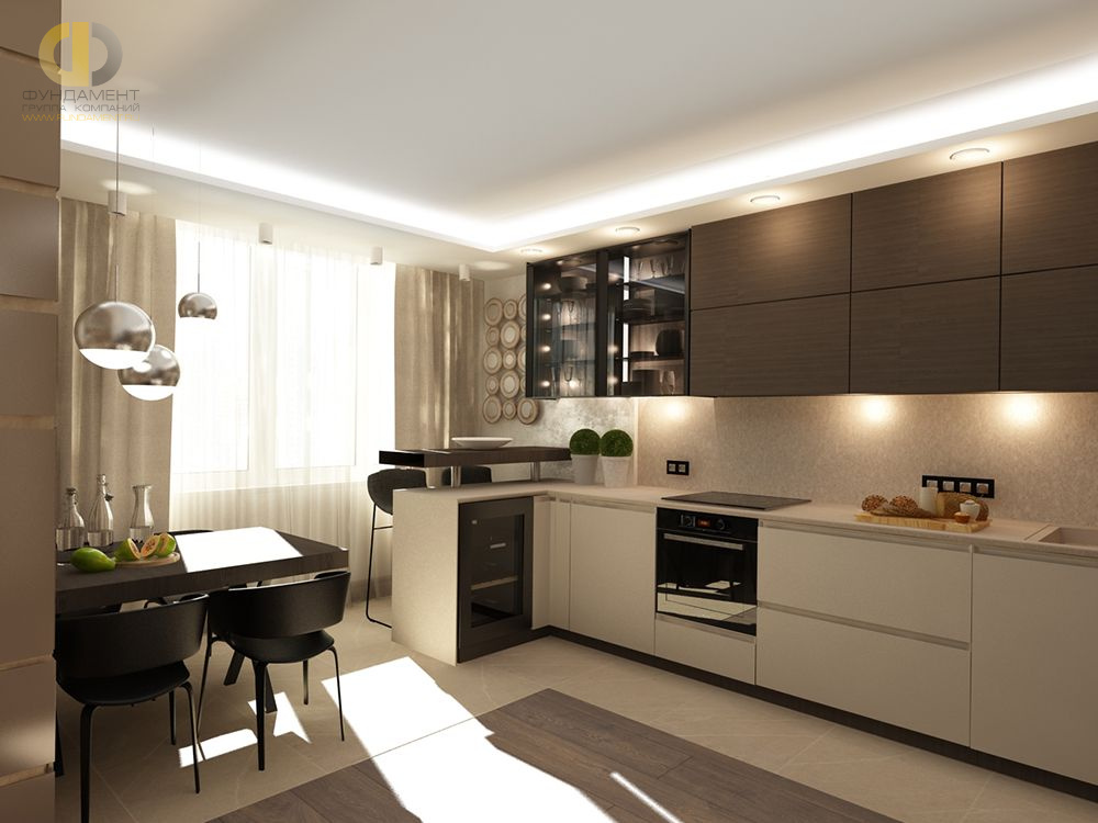 Дизайн кухни в современном стиле в светлых тонах 10 кв м прямая