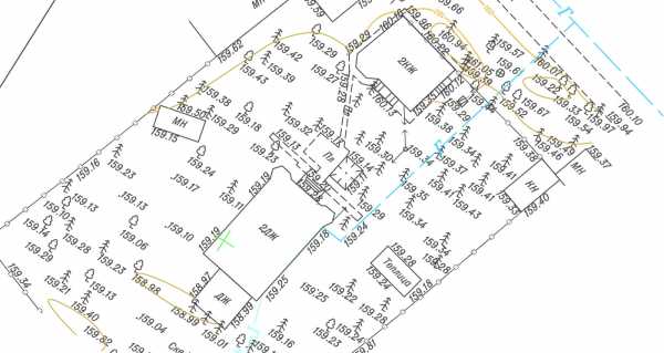 Топографическая карта участка в масштабе 1 500 со всеми наземными и подземными коммуникациями